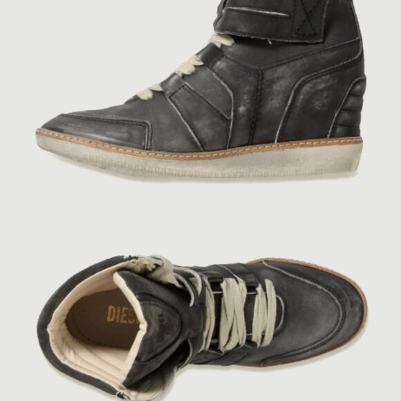 Diesel Carabas Wedge Heel Boots, Women Size US 7.5 Gray - Picture 5 of 7